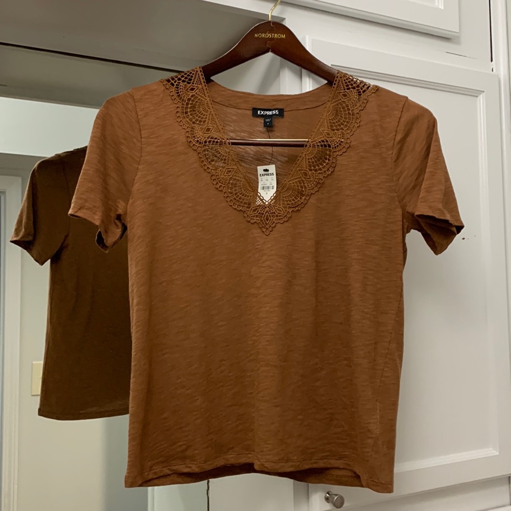 Express Lace V-Neck Tee